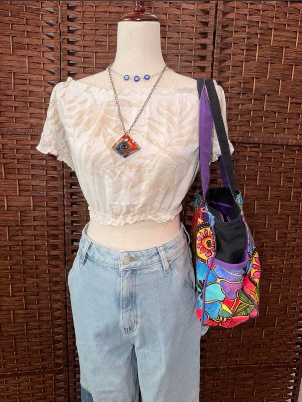 Ocean Drive Cream Gathered Top with Subtle Print